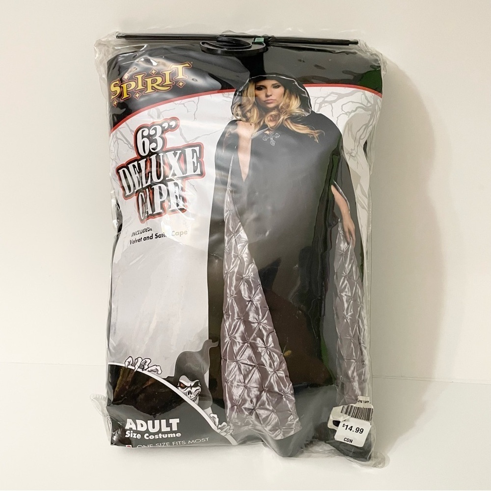 Spirit 63" Deluxe Black Cape Velvet and Satin Cape Adult Costume
